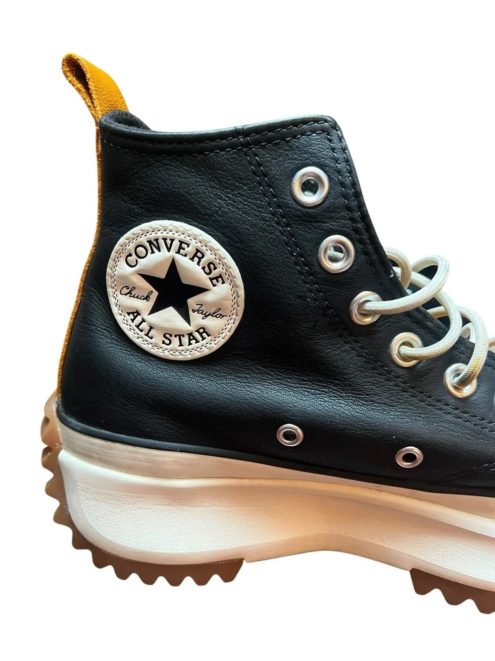 Converse Run Star Hike Leather Platform High Top Sneakers Shoes 8.5 Black Amber